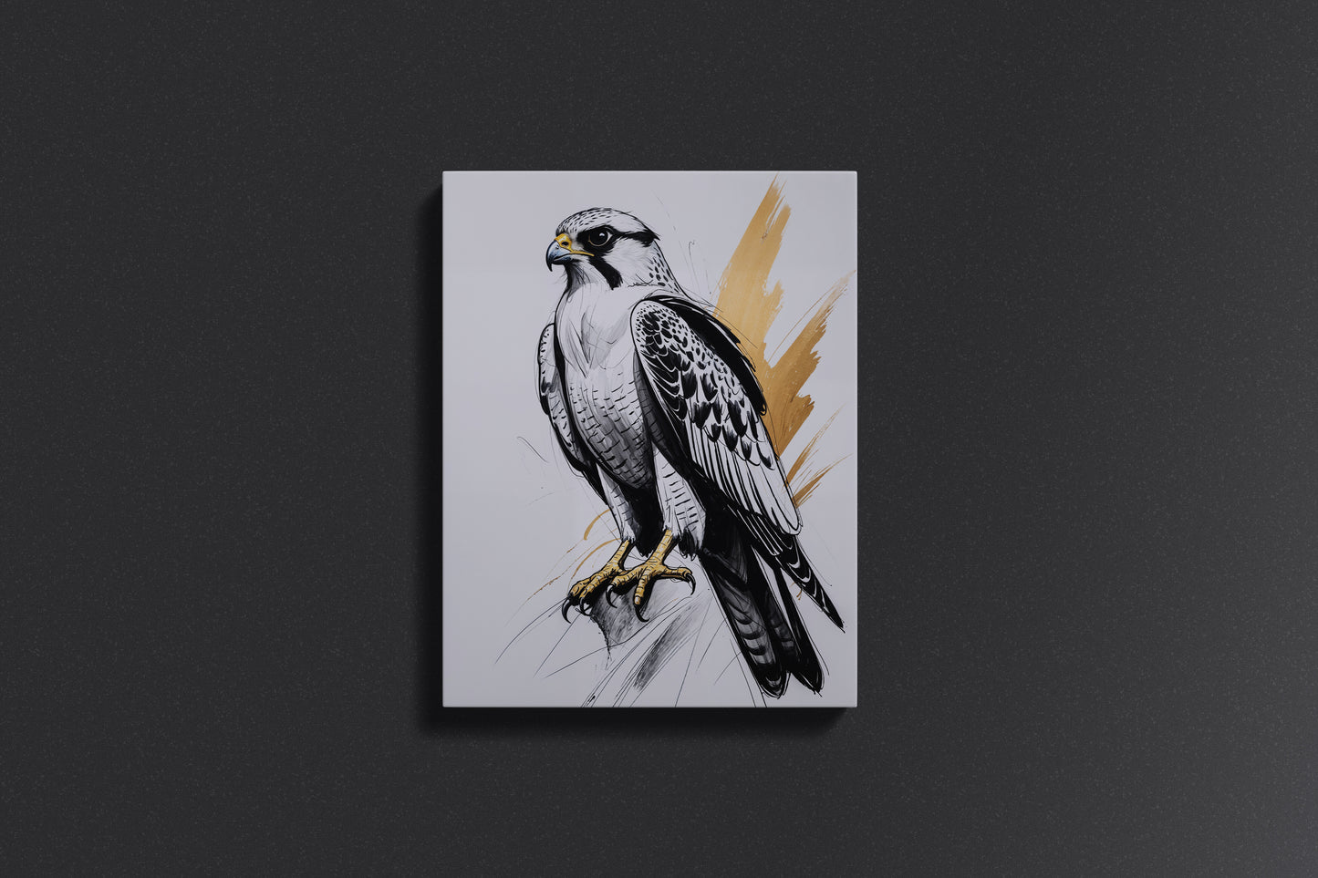 Golden Elegance: Minimalist Falcon Art