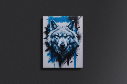 Urban Howl: Street Art White Wolf Canvas