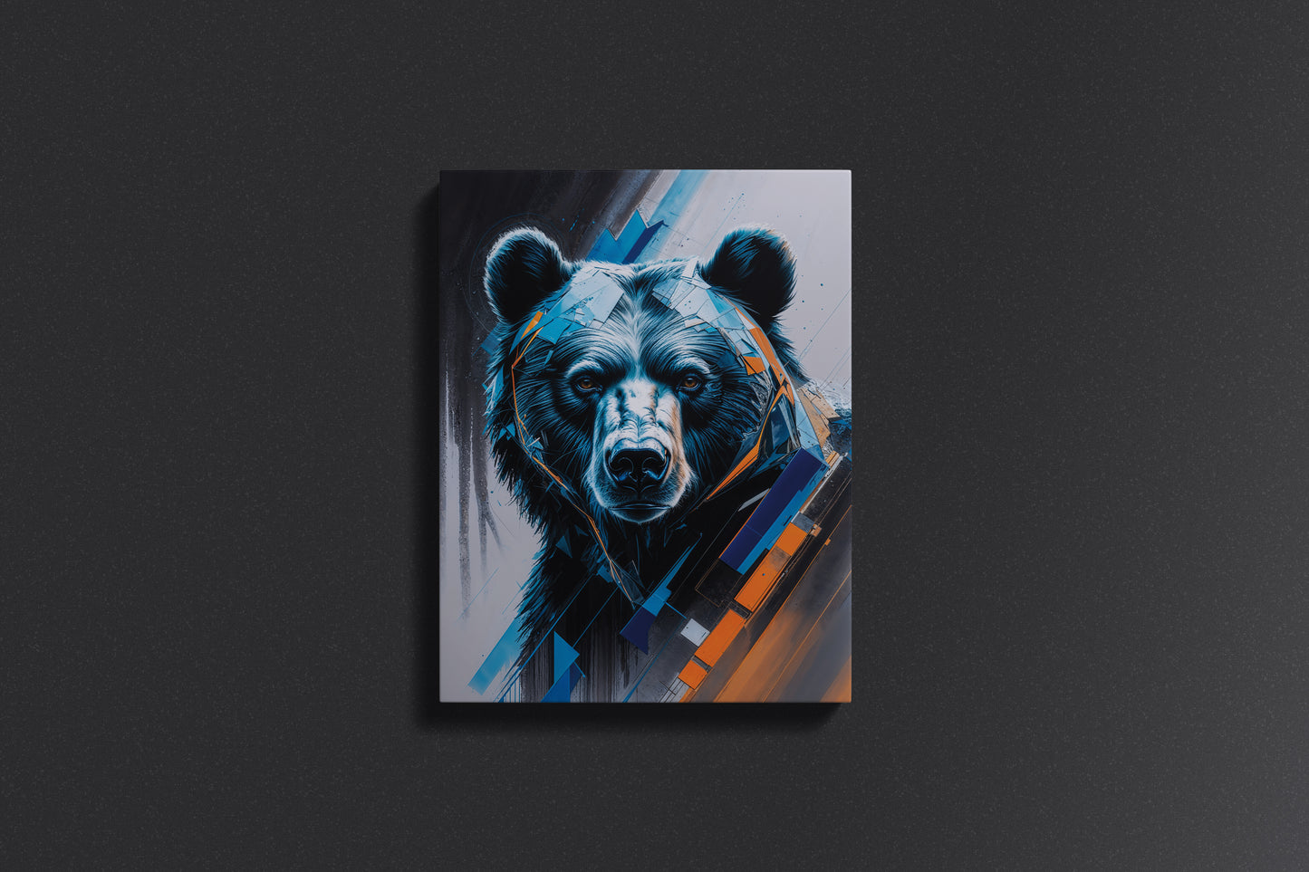 Glitch Aesthetic: Modern Geometric Bear Canvas Art