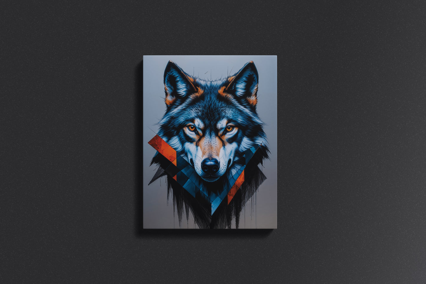 Geometric Echo: Abstract Digital Wolf Canvas Art