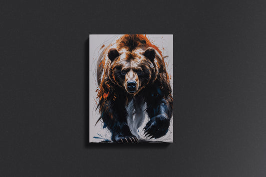 Untamed Power: Abstract Expressionist Bear Canvas Art