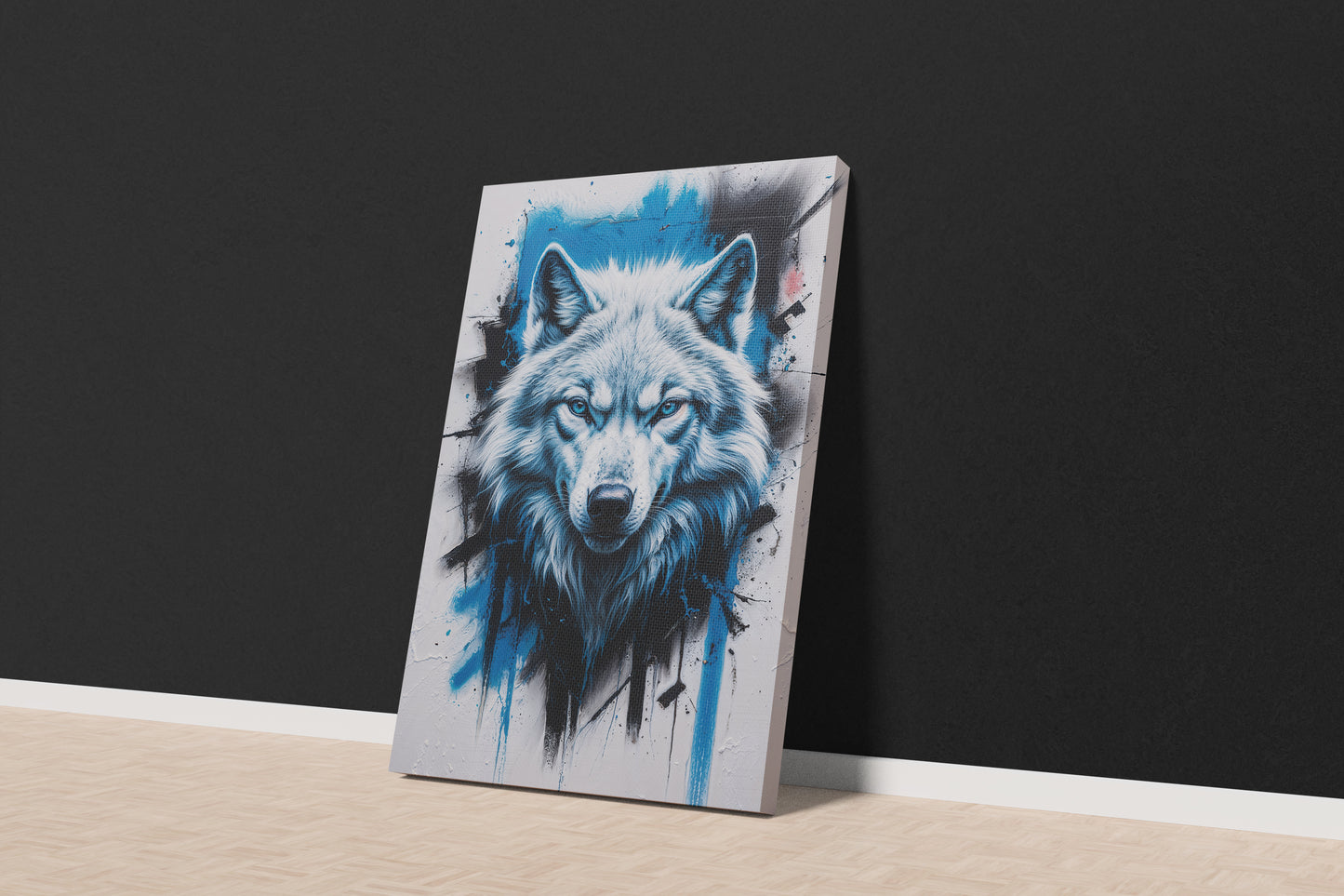 Urban Howl: Street Art White Wolf Canvas