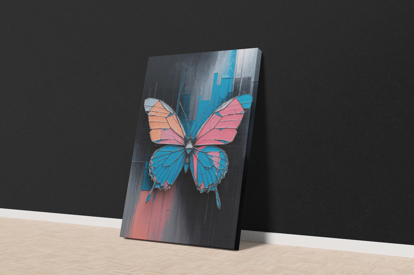 Glitch Aesthetic Butterfly Canvas – Geometric Abstract Art