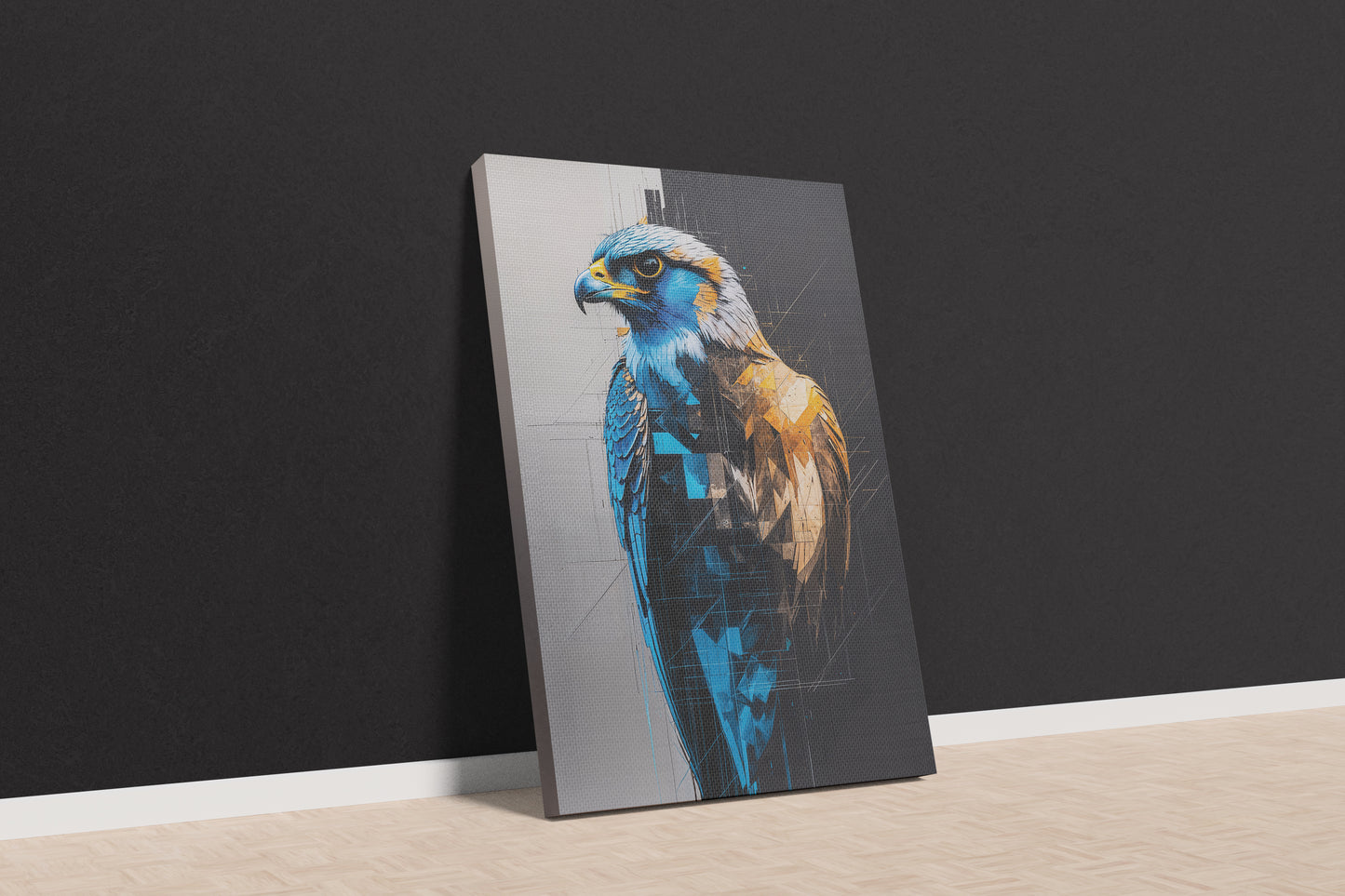 Glitch Falcon: A Futuristic Abstract Canvas