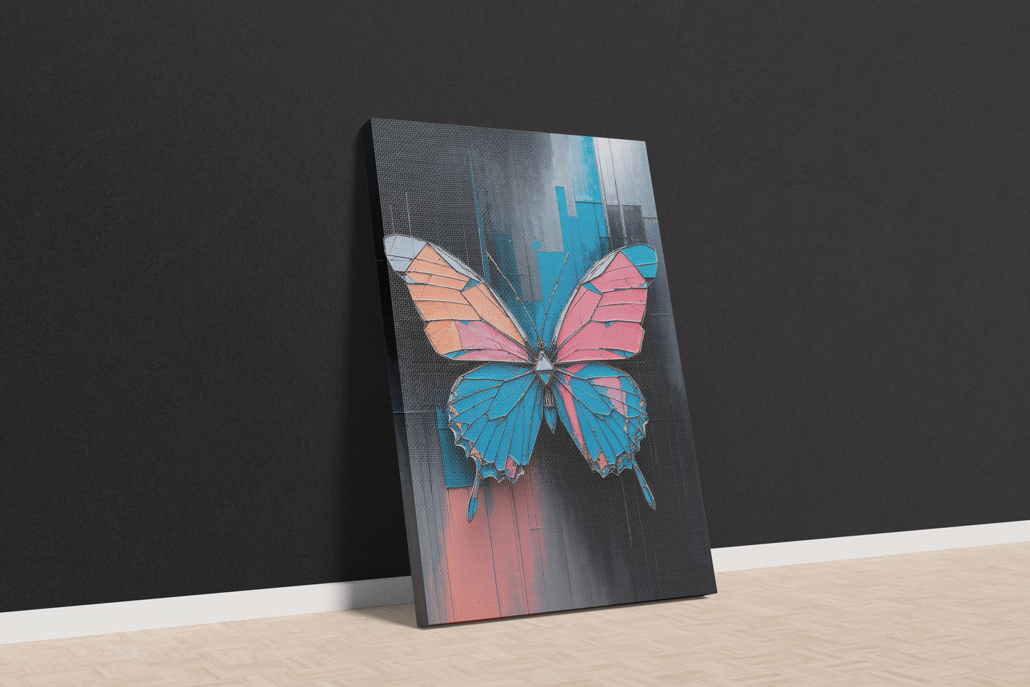 Glitch Aesthetic Butterfly Canvas – Geometric Abstract Art